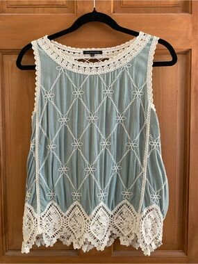 Staccato Sage Cream Lace Detail Tank